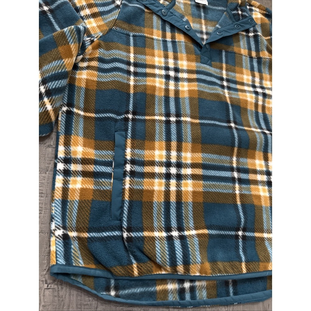 Vera Bradley sporty fleece pullover in plaid Size Medium Gold, Teal, White,Snap - Picture 3 of 9
